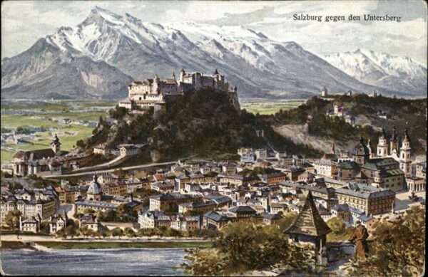 Salzburg Oesterreich Teilanschicht Salzburg Festung Salzach
