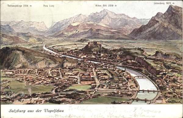 Salzburg Oesterreich Salzburg aus der Vogelschau Festung Ten