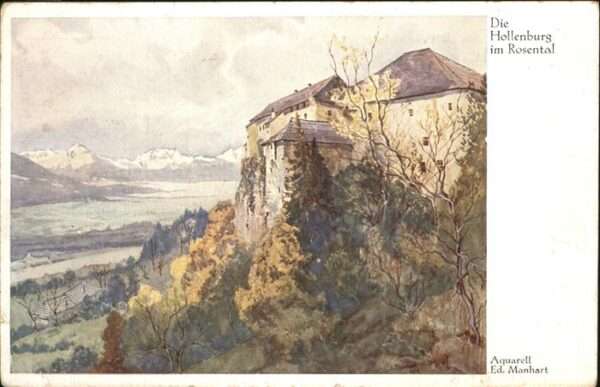 Hollenburg Kaernten Rosental Aquarell Ed. Mannhart Künstler