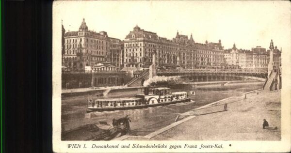 Dampfer Seitenrad Wien Donaukanal Schwedenbrücke