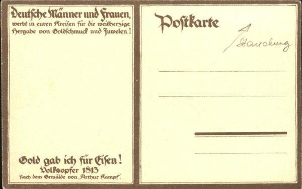 Kuenstlerkarte Arthur Kampf Goldschmuck Juwelen – Bild 2