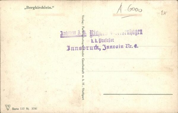 Kuenstlerkarte Serie 137 Nr 3791 Bergkirchlein – Bild 2