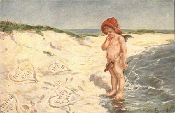Kuenstlerkarte Nr 597 Erreicht Engel Schiessbogen
