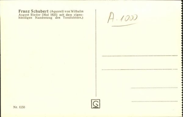 Schubert Franz Aquarell Wilhelm Rieder Nr 1250 – Bild 2