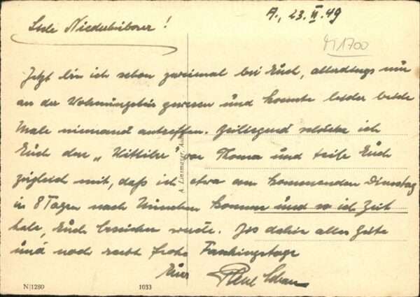 Kuenstlerkarte Nr 1280 1033 A Waiblinger – Bild 2