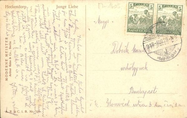 Kuenstlerkarte Nr 335 Heckendorp Junge Liebe Wassermüh – Bild 2