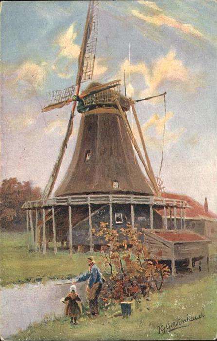 Kuenstlerkarte JG Gerstenhauer Windmühle