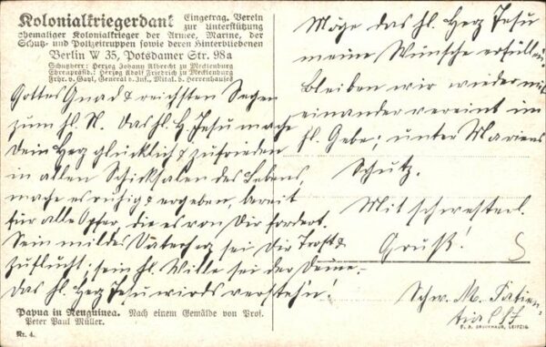 Kuenstlerkarte Peter Paul Müller Nr 4 Kolonialkriegerd – Bild 2