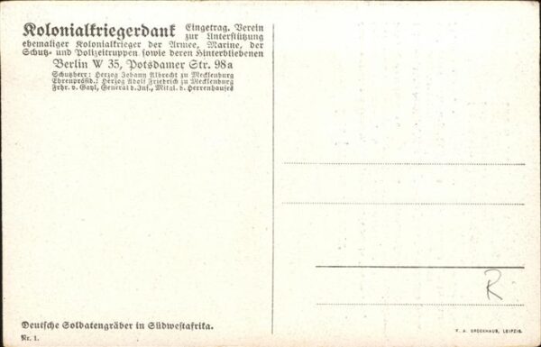 Kuenstlerkarte Rudolf Presber Nr 1 Kolonialkriegerdank – Bild 2