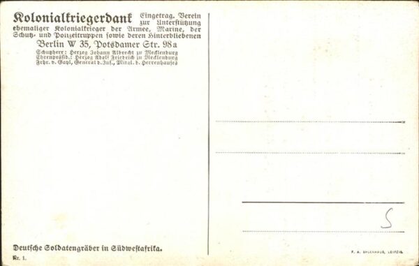 Kuenstlerkarte Rudolf Presber Nr 1 Kolonialkriegerdank – Bild 2
