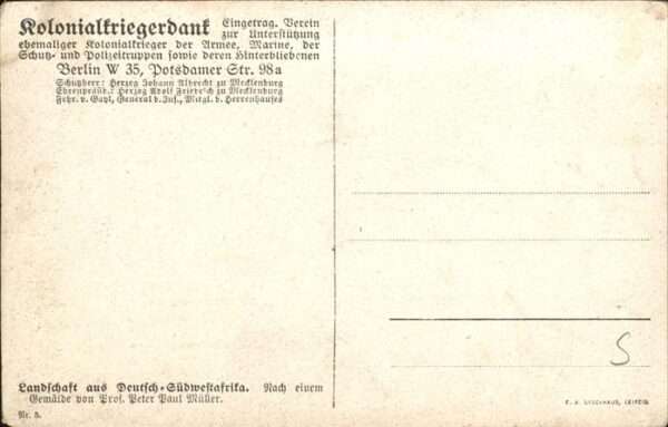 Kuenstlerkarte Peter Paul Müller Nr.5 Kolonialkriegerd – Bild 2