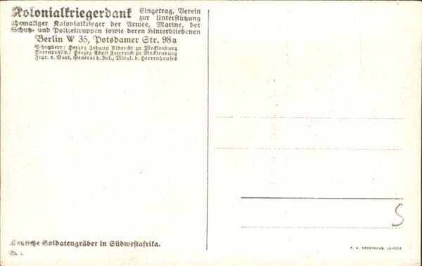 Kuenstlerkarte Rudolf Presber Nr 1 Kolonialkriegerdank – Bild 2