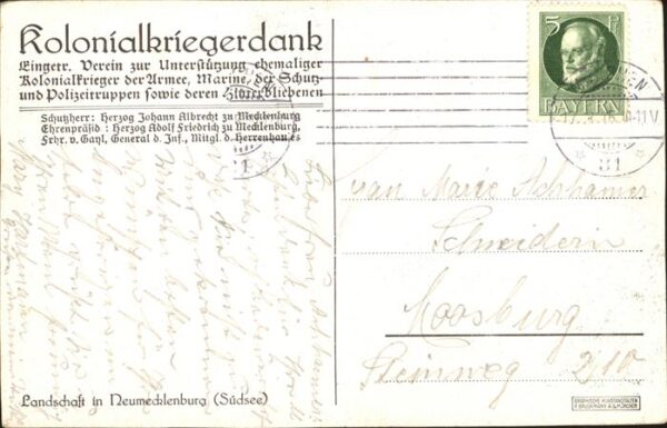 Kuenstlerkarte Ev Baumgarten Kolonialkriegerdank Lands – Bild 2
