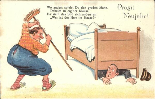 Neujahr Humor Bett Besen