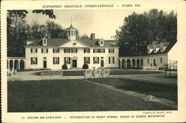 Exposition Coloniale Paris 1931 Section des etats unis maison George Wa