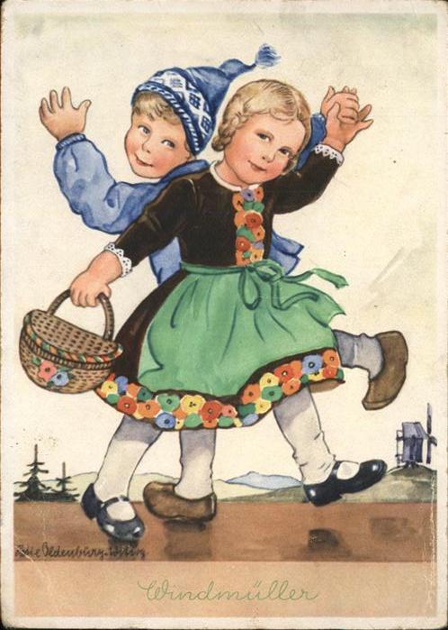 Kuenstlerkarte Nr 1055 Lotte Oldenburg Wittig Windmüll