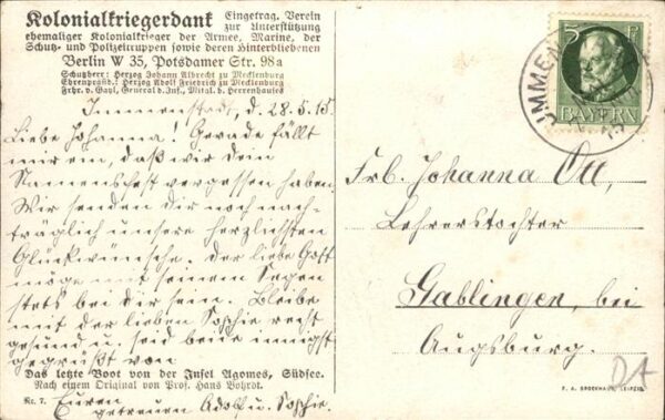 Kuenstlerkarte Hans Bohrdt Kolonialkriegerdank Nr 7 Se – Bild 2