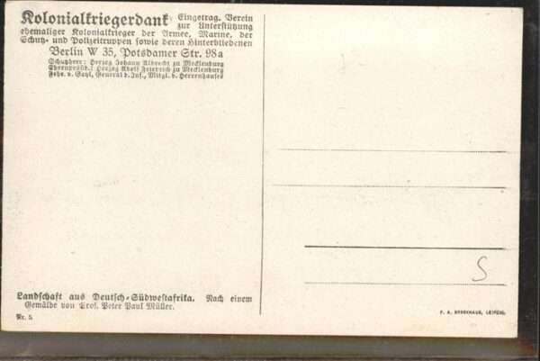 Kuenstlerkarte Peter Paul Müller Kolonialkriegerdank N – Bild 2