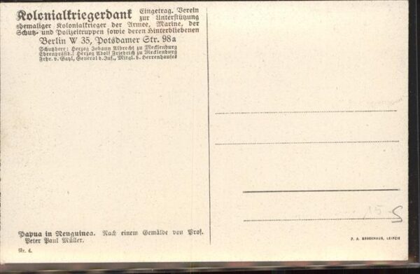 Kuenstlerkarte Peter Paul Müller Kolonialkriegerdank N – Bild 2