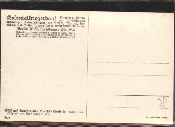 Stoewer Willy Tegel Kolonialkriegerdank Nr 8 Ostafrika Damp – Bild 2