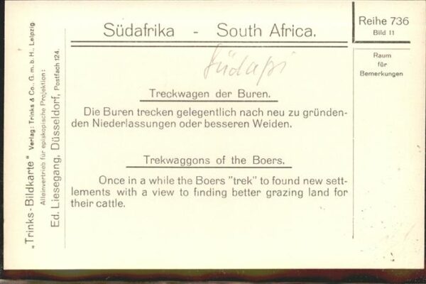 Afrika Afrique Africa Treckwagen Buren Trinks Bildkarte Nr 11 – Bild 2