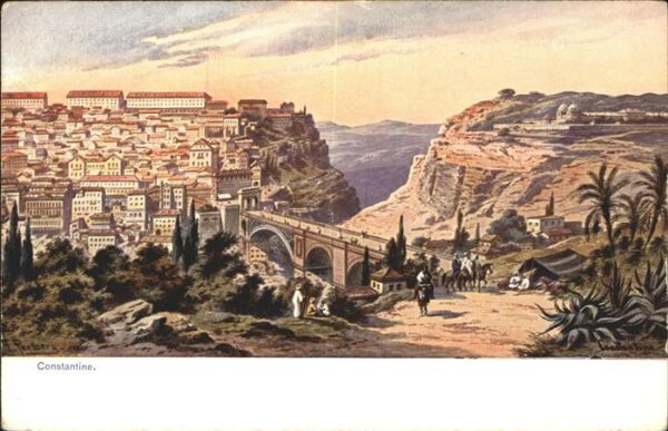 Constantine Algerien Teilansicht Brücke Künstlerkarte