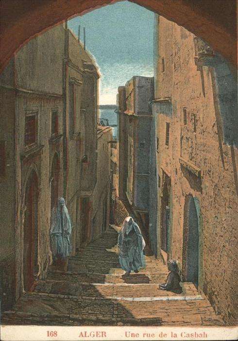 Alger Algerien Une rue de la Casbah Künstlerkarte