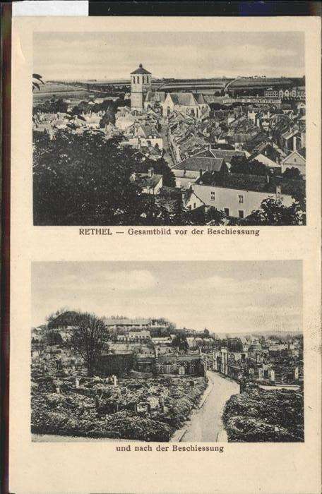 Rethel Ardennes Gesamtbilder vor und nach der Beschiess