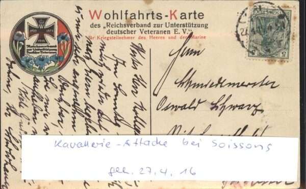 Soissons Aisne Schlacht bei Soissons Künstlerkarte Woh – Bild 2
