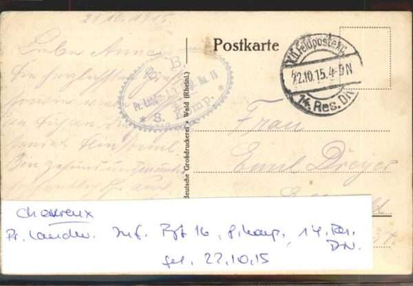 Craonne Aisne Zerstörtes Haus in Chevreux Feldpost – Bild 2
