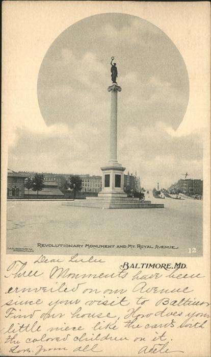 Baltimore Maryland Revolutionary Monument Mt. Royal Avenue