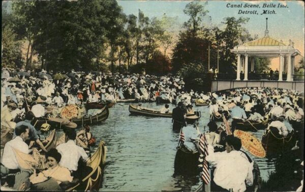 Detroit Michigan Canal Scene Belle Isle