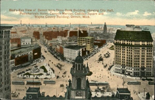 Detroit Michigan City Hall Pontchartrain Hotel Campus Ma