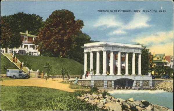 Plymouth Massachusetts Portico over Playmouth Rock