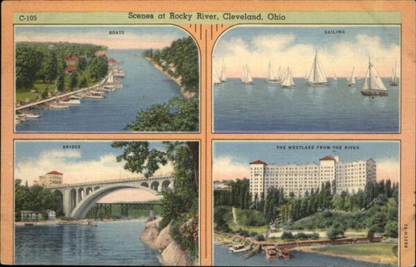 Cleveland Ohio scenes at Rocky River _ Boats Sailing B