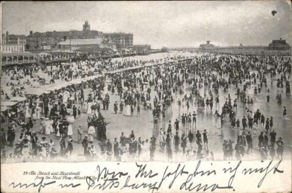 Atlantic City New Jersey The Beach and Boardwalk from the Steel