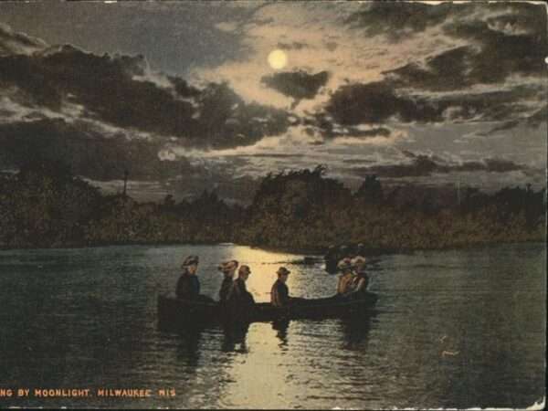 Milwaukee Wisconsin Panorma by moonlight boat Lake Michigan