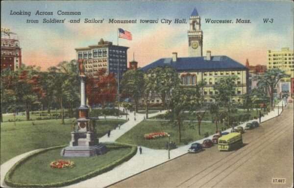 Worcester Massachusetts Looking Across Common from Soldiers and
