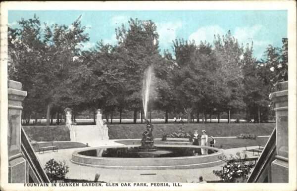 Peoria Illinois Fountain in Sunken Garden _ Glen Oak Pa