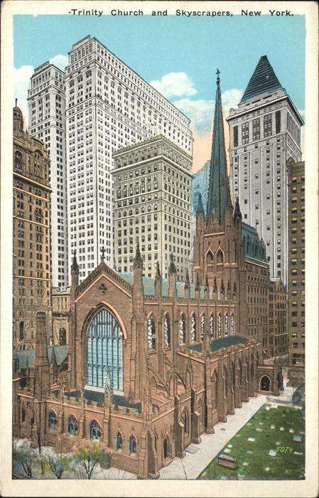 New York City Trinity Church and Skyscrapers