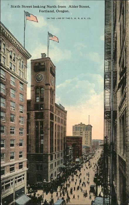 Portland Oregon Sixth Street looking North from Alder S
