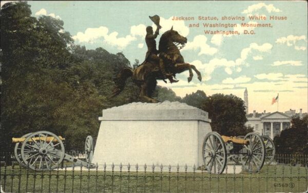 Washington DC Jackson Statue _ showing White House