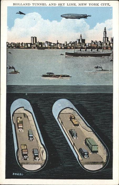 New York City Holland Tunnel and Skyline NY City