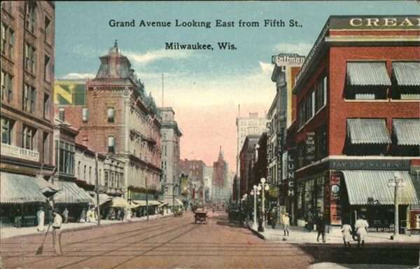 Milwaukee Wisconsin Grand Avenue Looking East from Fifth St