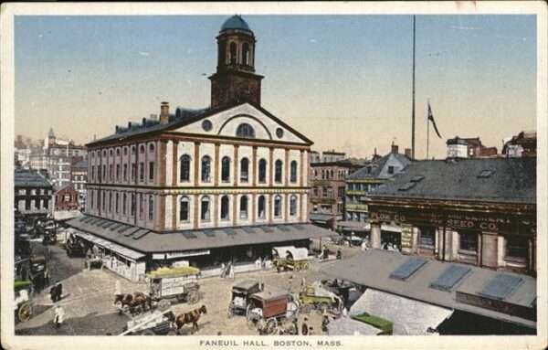 Boston Massachusetts Faneuil Hall Pferdewagen