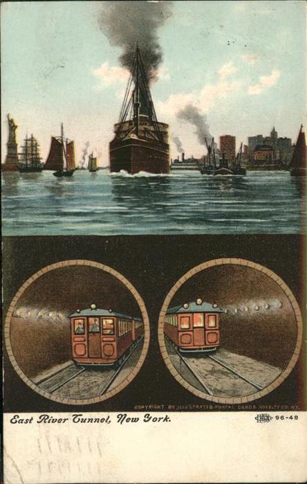 New York City East River Tunnel Schiffe Eisenbahn
