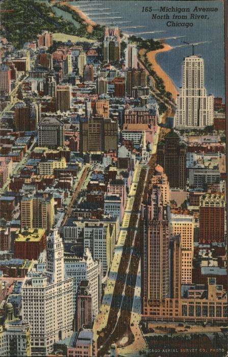 Chicago Illinois Michigan Avenue Fliegeraufnahme Skyline