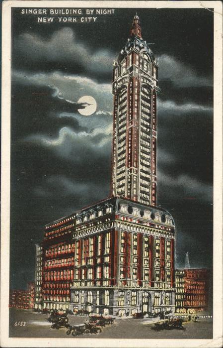 New York City Singer Building by Night