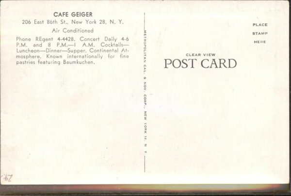 New York City Cafe Geiger – Bild 2