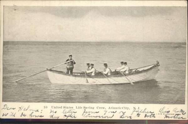 Atlantic City New Jersey Live Saving Crew Manner im Ruderboot